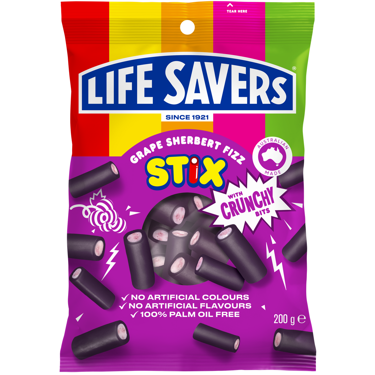 Life Savers Stix Sherbet Fizz Grape Crunch 12 x 200g