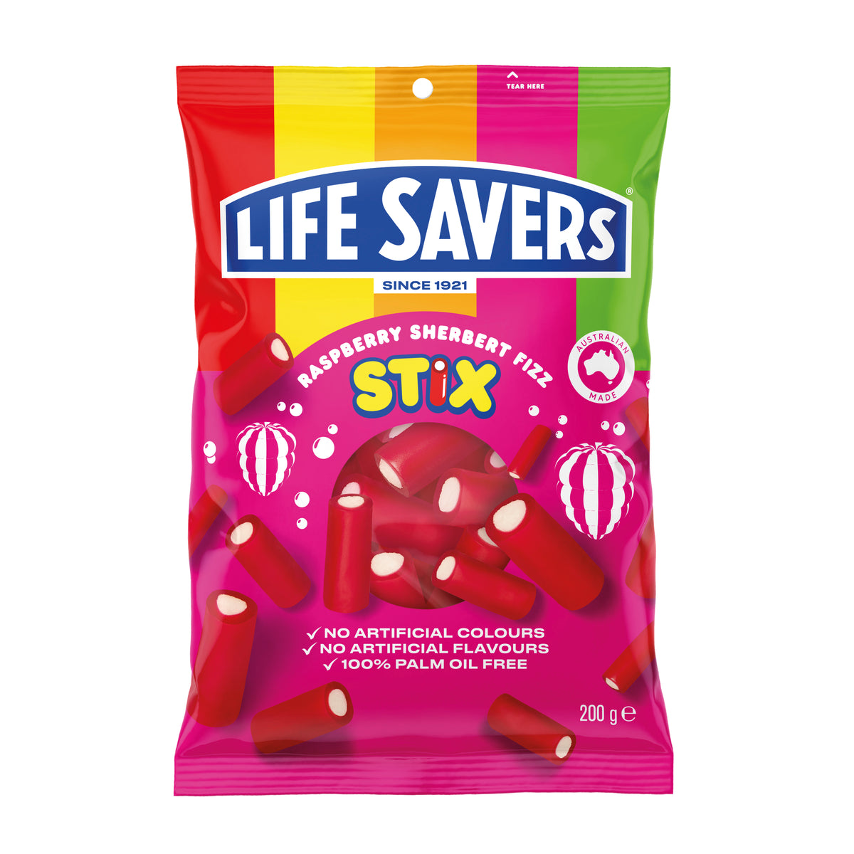 Life Savers Stix Sherbet Fizz Raspberry 12 x 200g