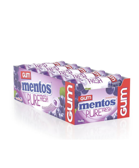 Mentos Pure Fresh Chewing Gum, Grape 10 x 30g