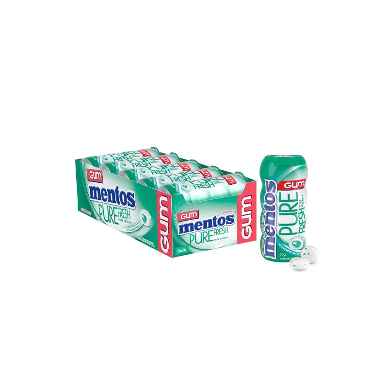 Mentos Pure Fresh Chewing Gum, Spearmint 10 x 30g