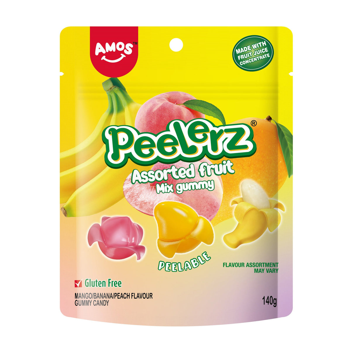 Amos Peelerz Gummy Candy Assorted Fruit Mix 14 x 150g