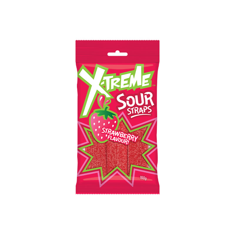 X-Treme Sour Straps Strawberry 12 x 160g