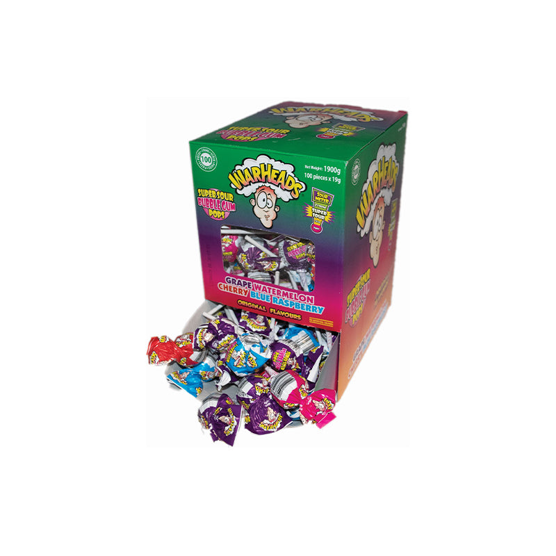 Warheads Super Sour Gum Pops 100 x 19g